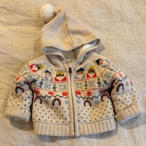 Hannah Andersson Cozy Beige Knit Hoodie with Pattern Size 6-12 months